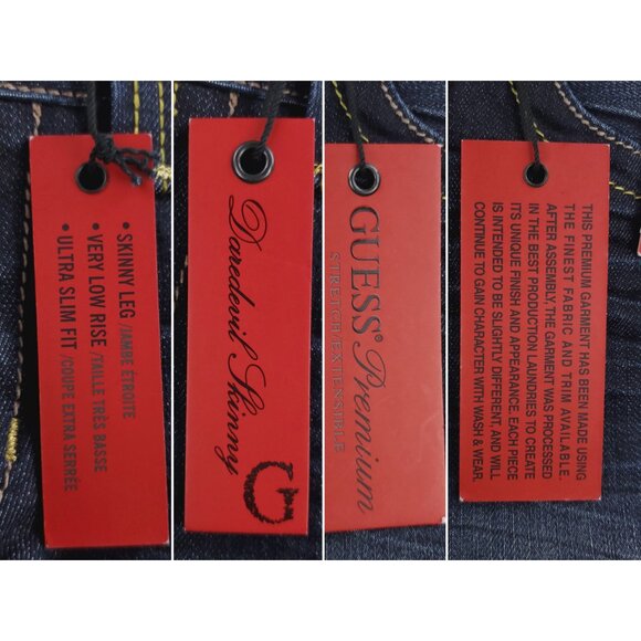 Guess Daredevil Jeans Skinny Leg Stretch Low Rise Women's 31 Measures 34x33 NWT - Picture 5 of 12